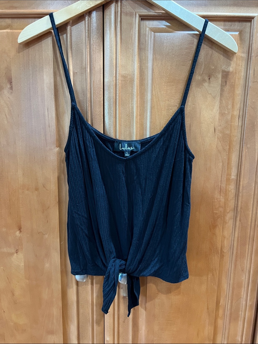 Lulu's Black Ribbed Spaghetti Strap Tank - Picture 3 of 6